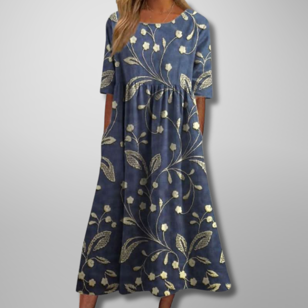Robe midi fluide à fleurs douces