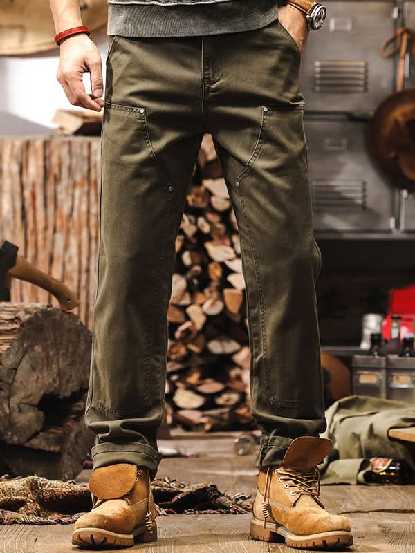 Pantaloni da lavoro utility da uomo a gamba dritta