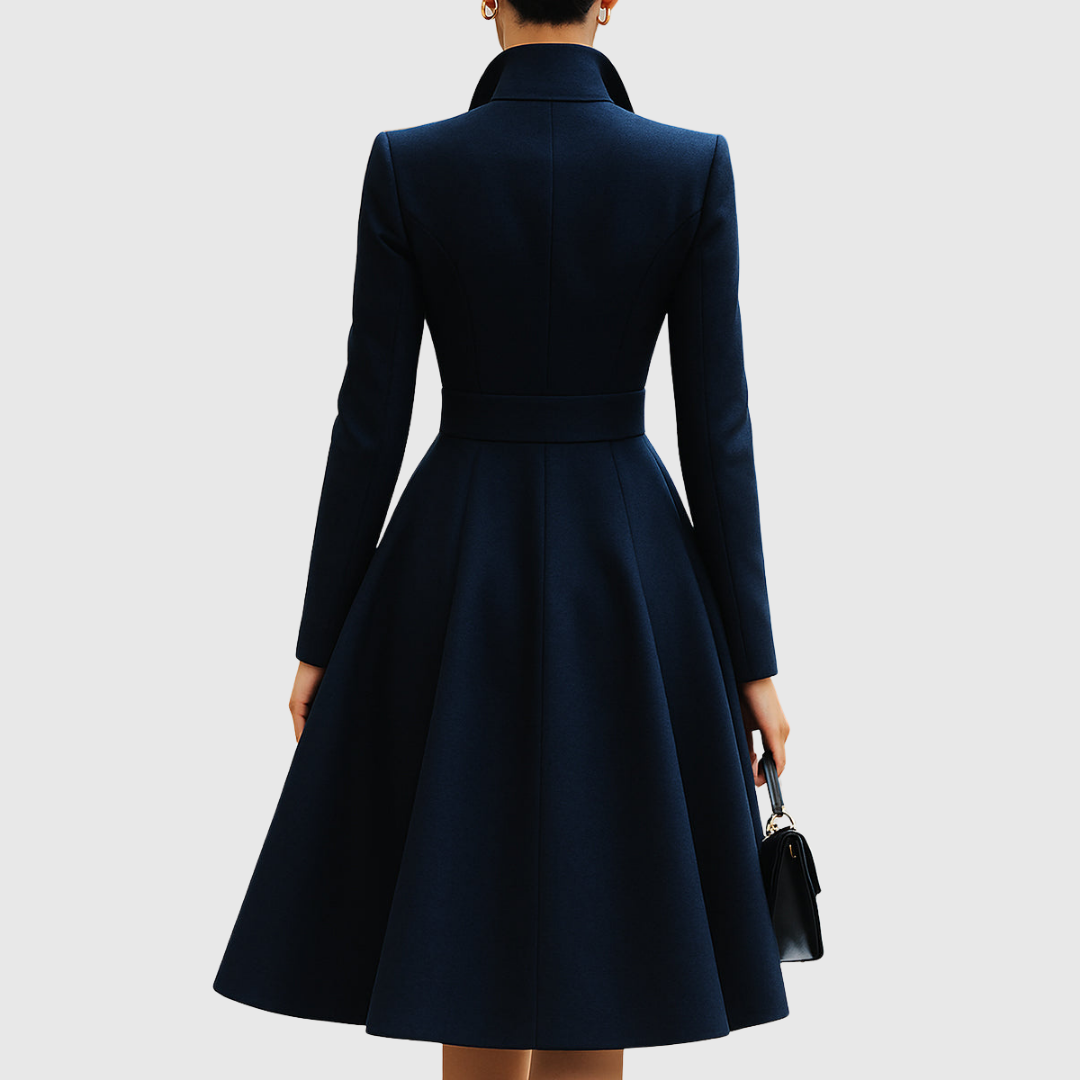 Women's Elegant Double-Breasted A-Line Midi Dress