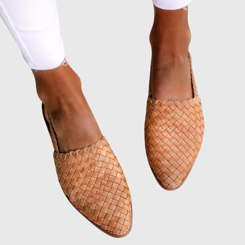 Mocassini slingback da donna in tessuto con cinturino regolabile