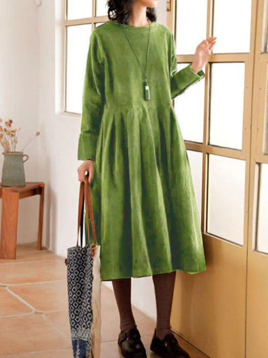 Robe midi trapèze à manches longues pour femme