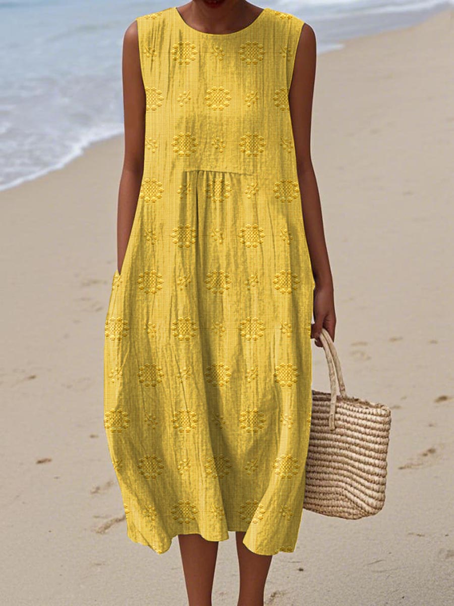 Women’s Embroidered Sleeveless Summer Midi Dress
