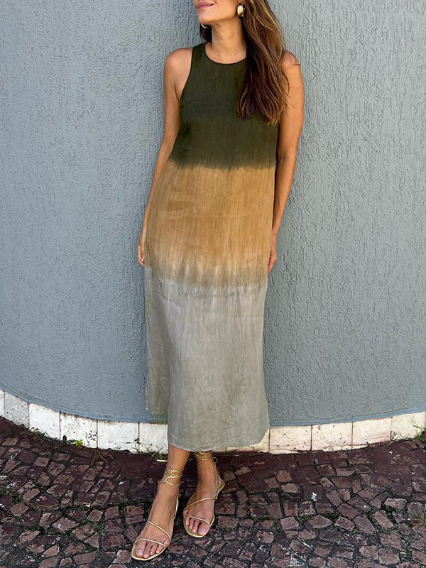 Victoria - Linen Tie-Dye Midi Dress