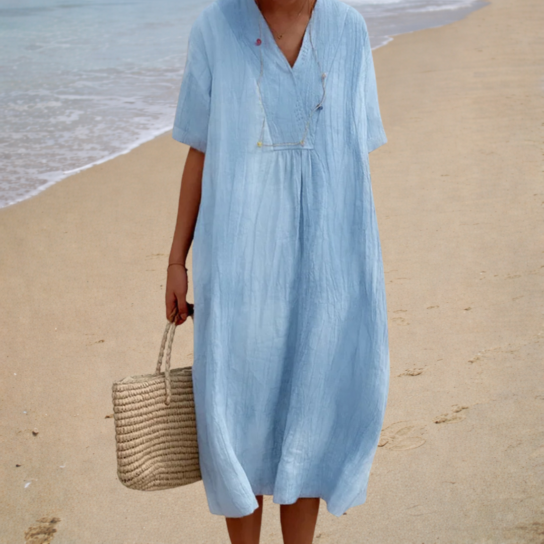 Women’s Relaxed Fit V-Neck Summer Midi Dress
