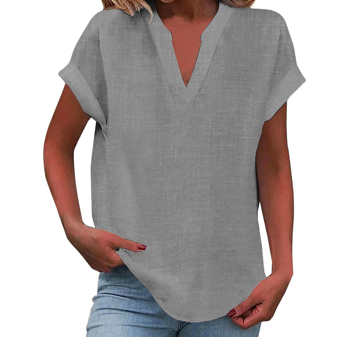 Blouse d'été décontractée pour femme, col en V, coupe ample