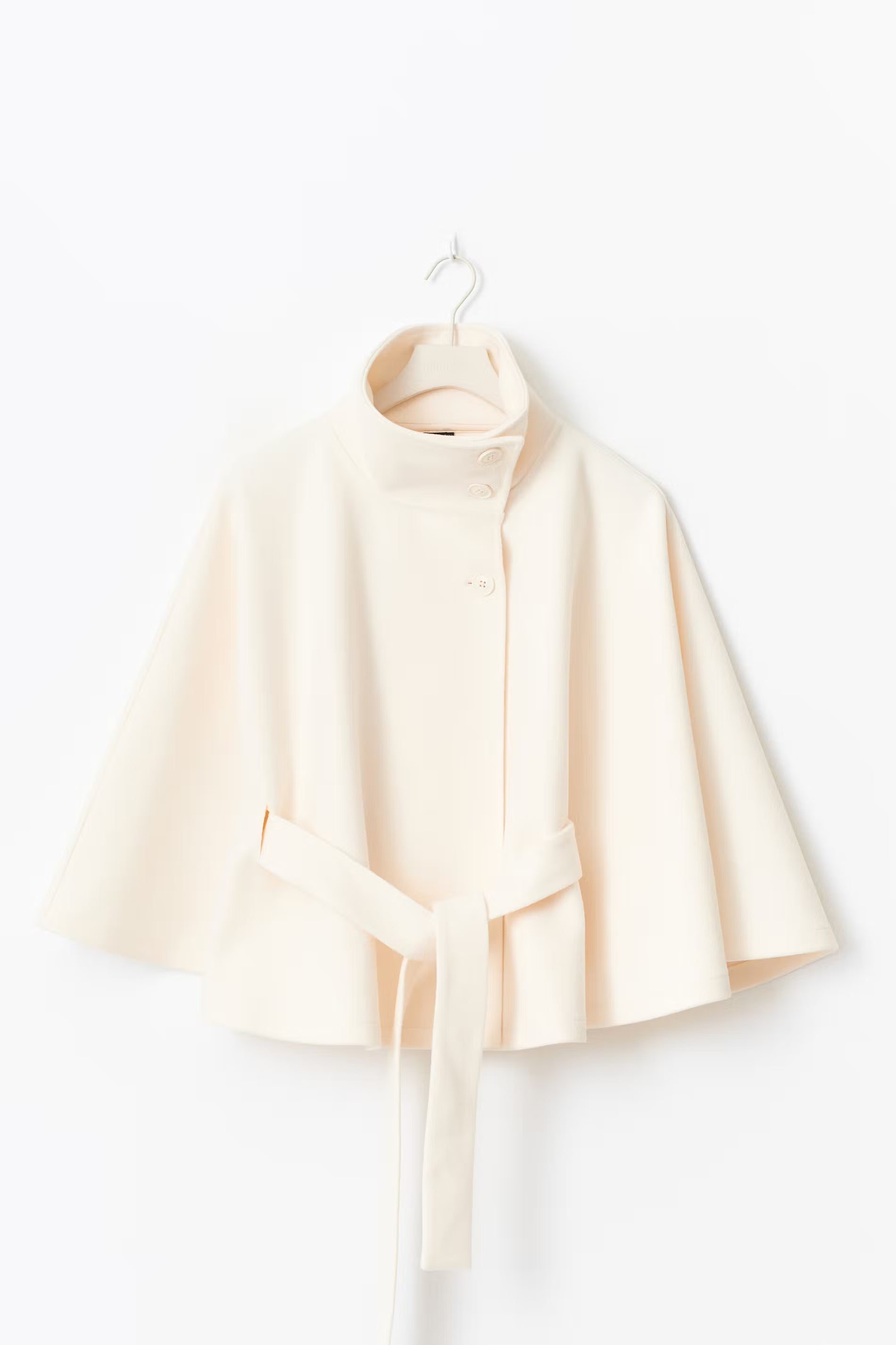 Women's Belted Cape Coat with Elegant Collar