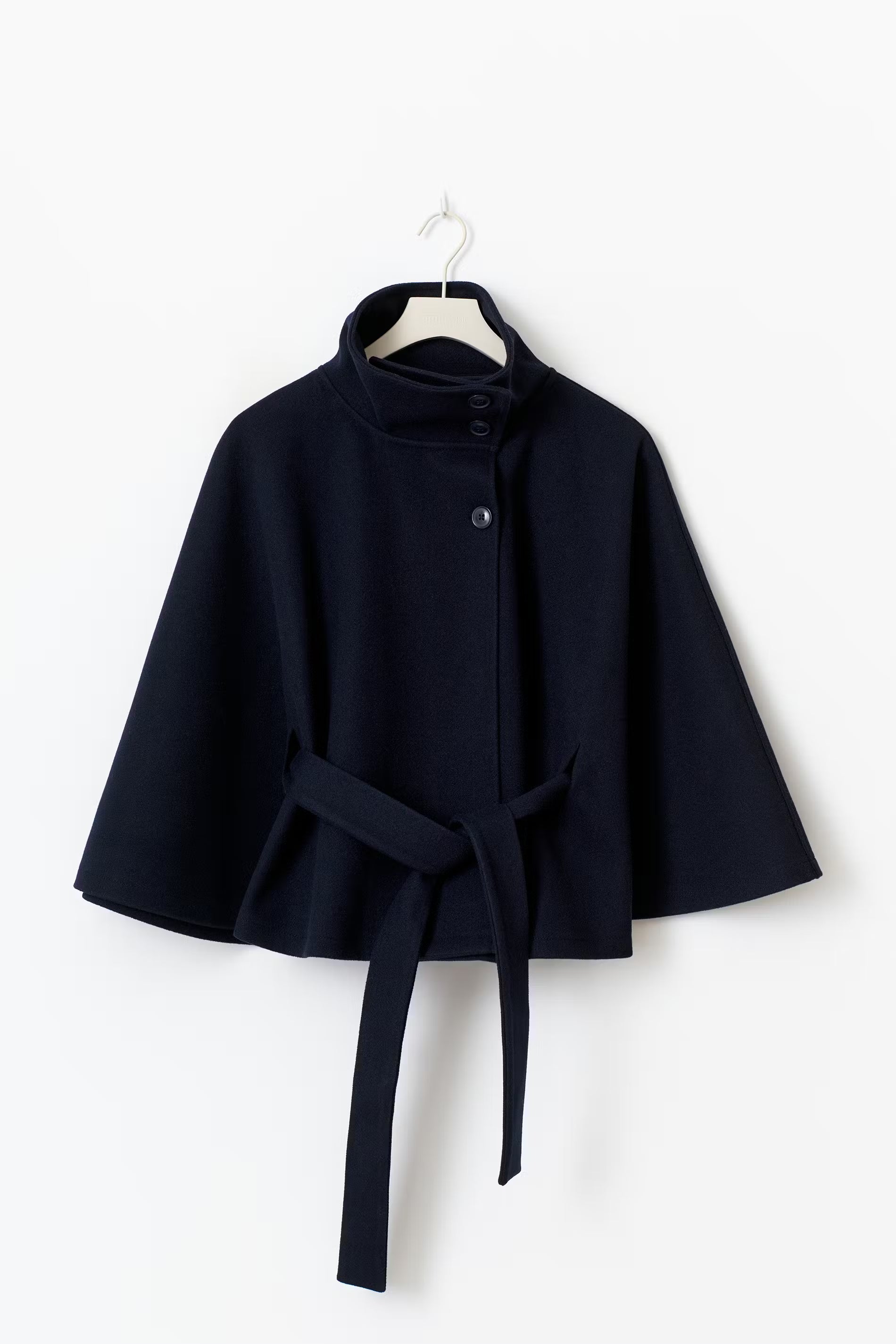 Women's Belted Cape Coat with Elegant Collar