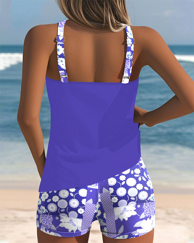 Ensemble de maillot de bain tankini imprimé floral pour femme