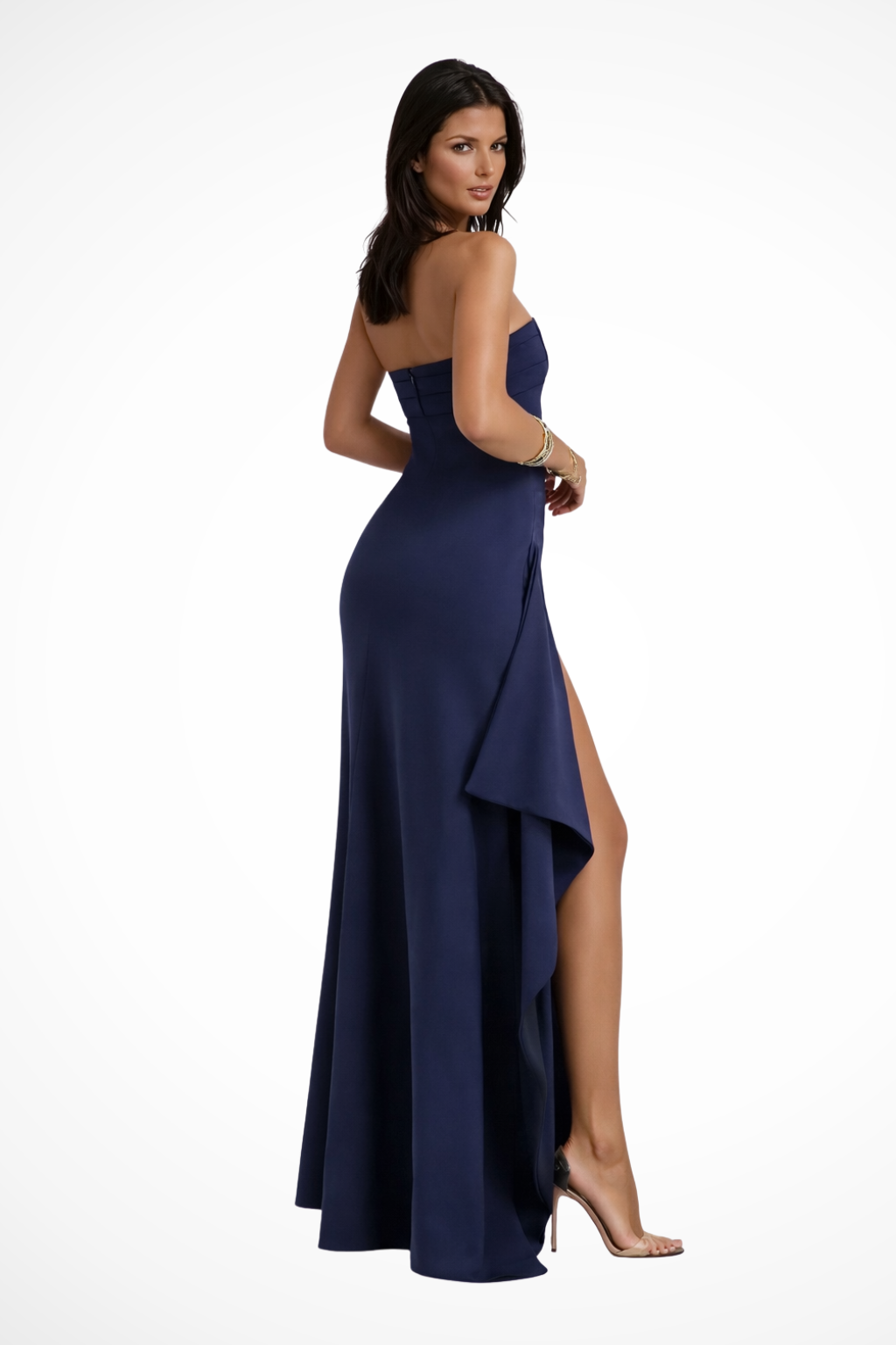 Robe longue bustier pour femme avec fente haute sur le côté