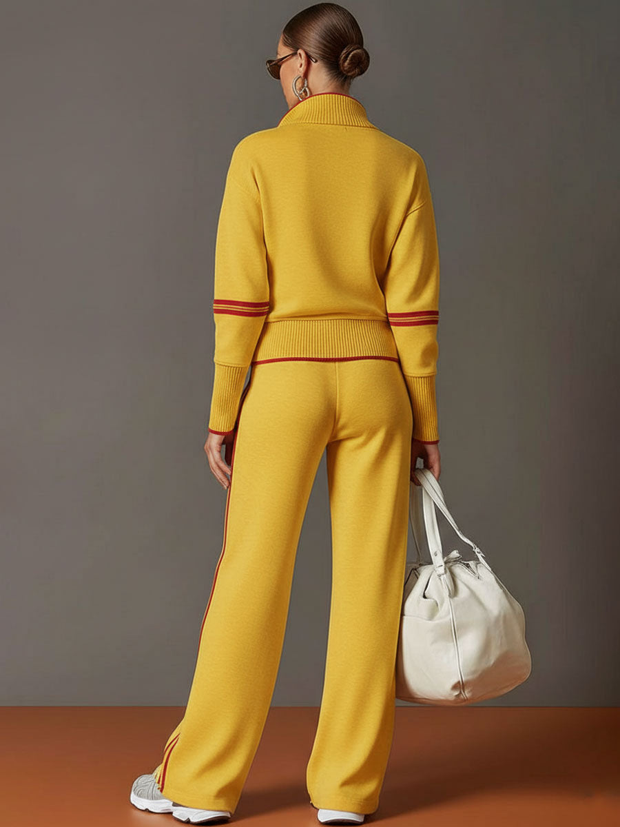Women's Half-Zip Collared Top & Trouser Co-Ord Set