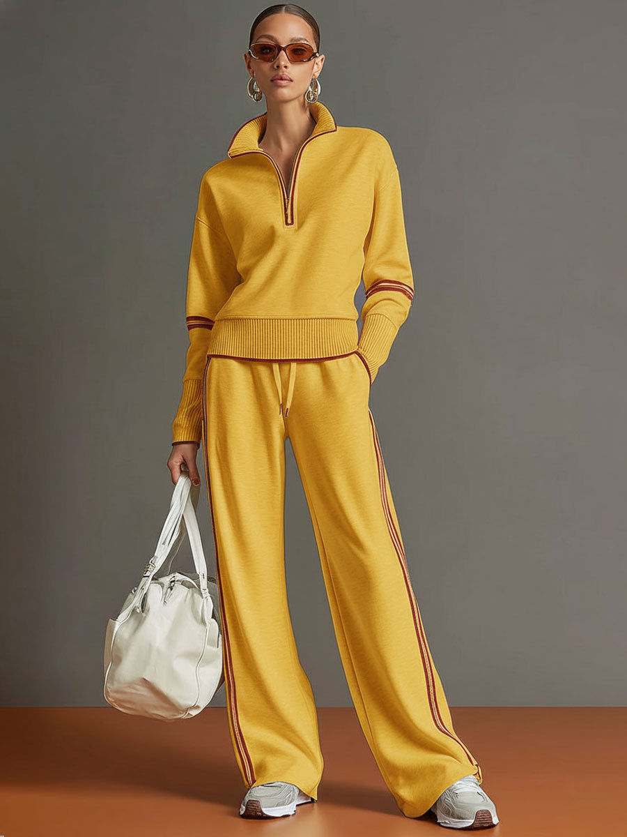 Women's Half-Zip Collared Top & Trouser Co-Ord Set