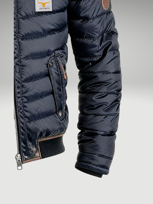 Men's Quilted Zip-Up Puffer Jacket with Stand Collar