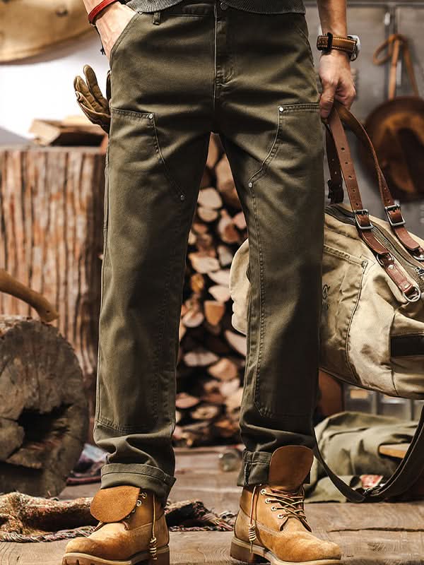 Pantaloni da lavoro utility da uomo a gamba dritta