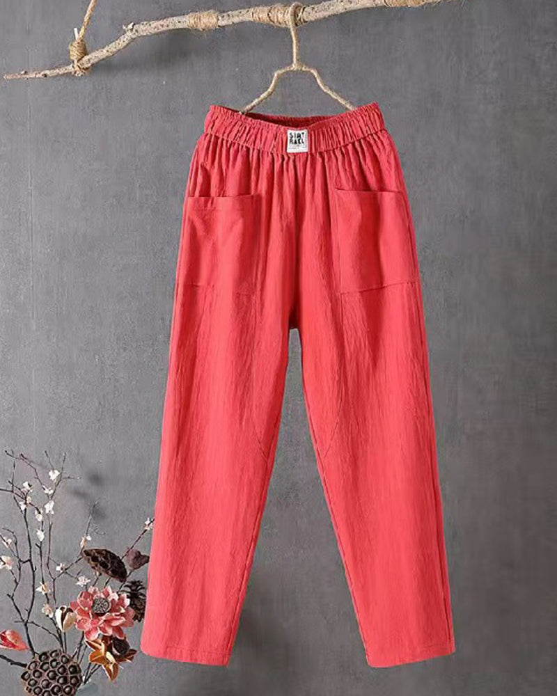 Women's Relaxed Casual Pants with Elastic Waist