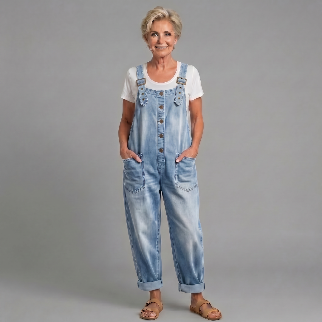 Women's Vintage Washed Denim Overalls
