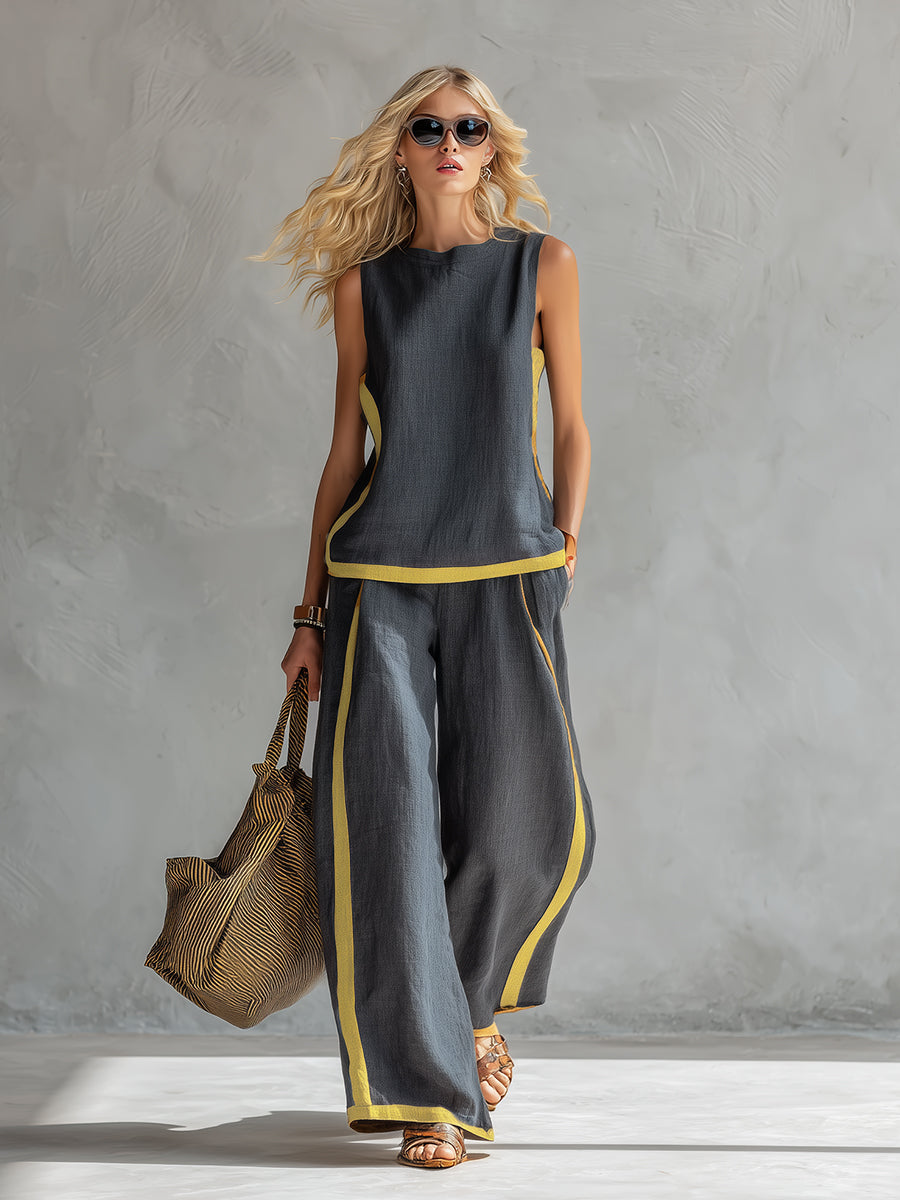 Women's Relaxed Fit Two-Piece Wide-Leg Set