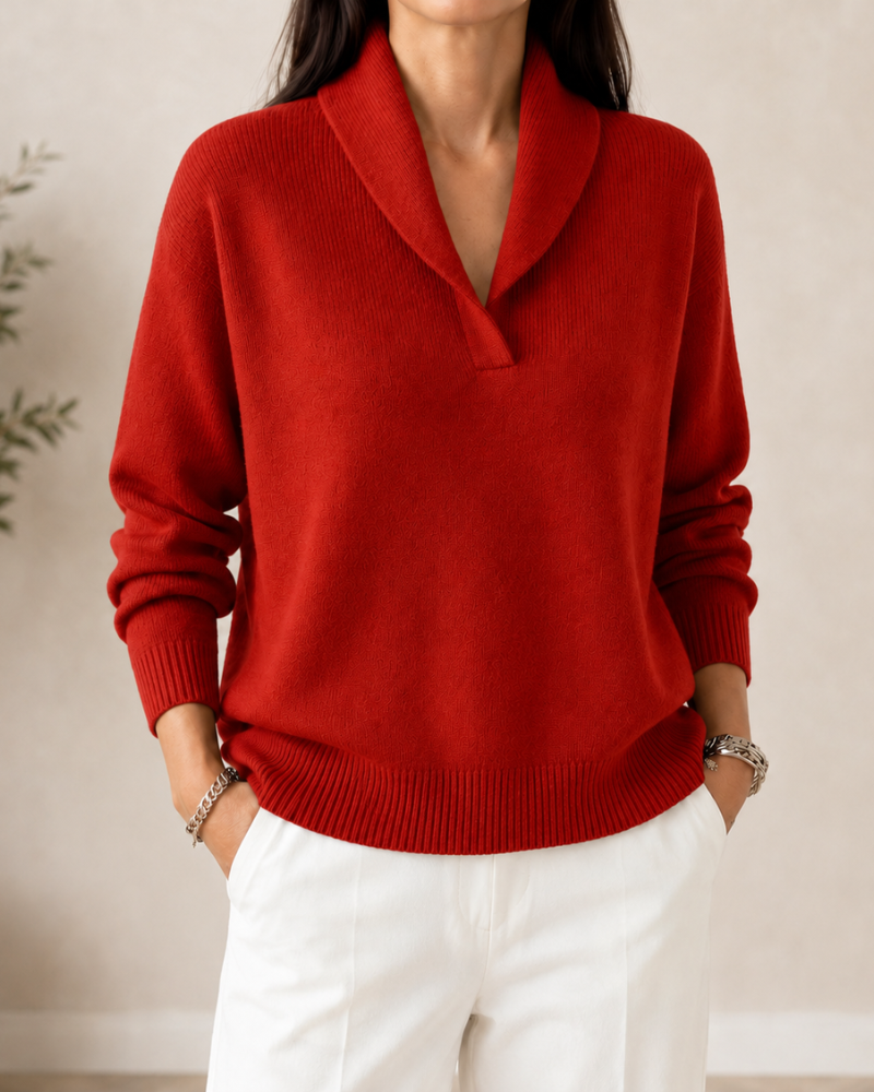 Women's Relaxed Fit Long Sleeve V-Neck Sweater