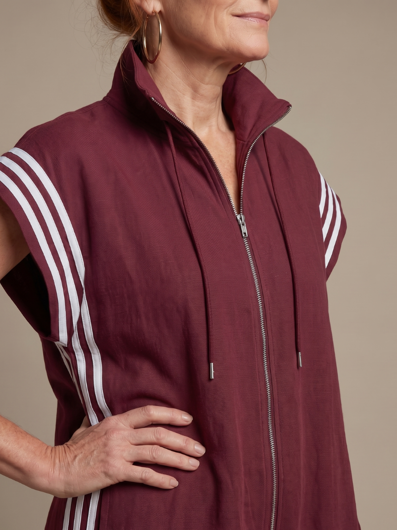Women's Striped Zip Front Jumpsuit