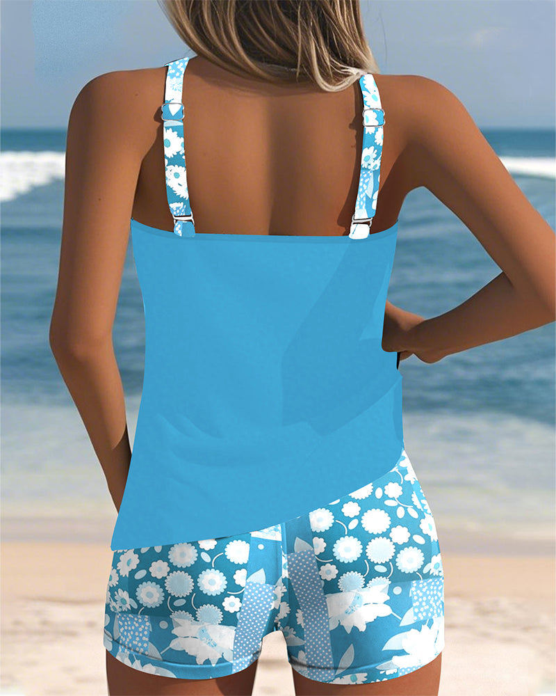 Ensemble de maillot de bain tankini imprimé floral pour femme