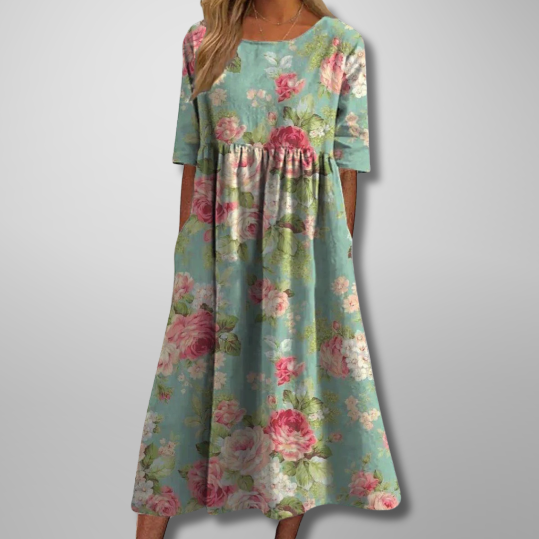 Robe midi fluide à fleurs douces
