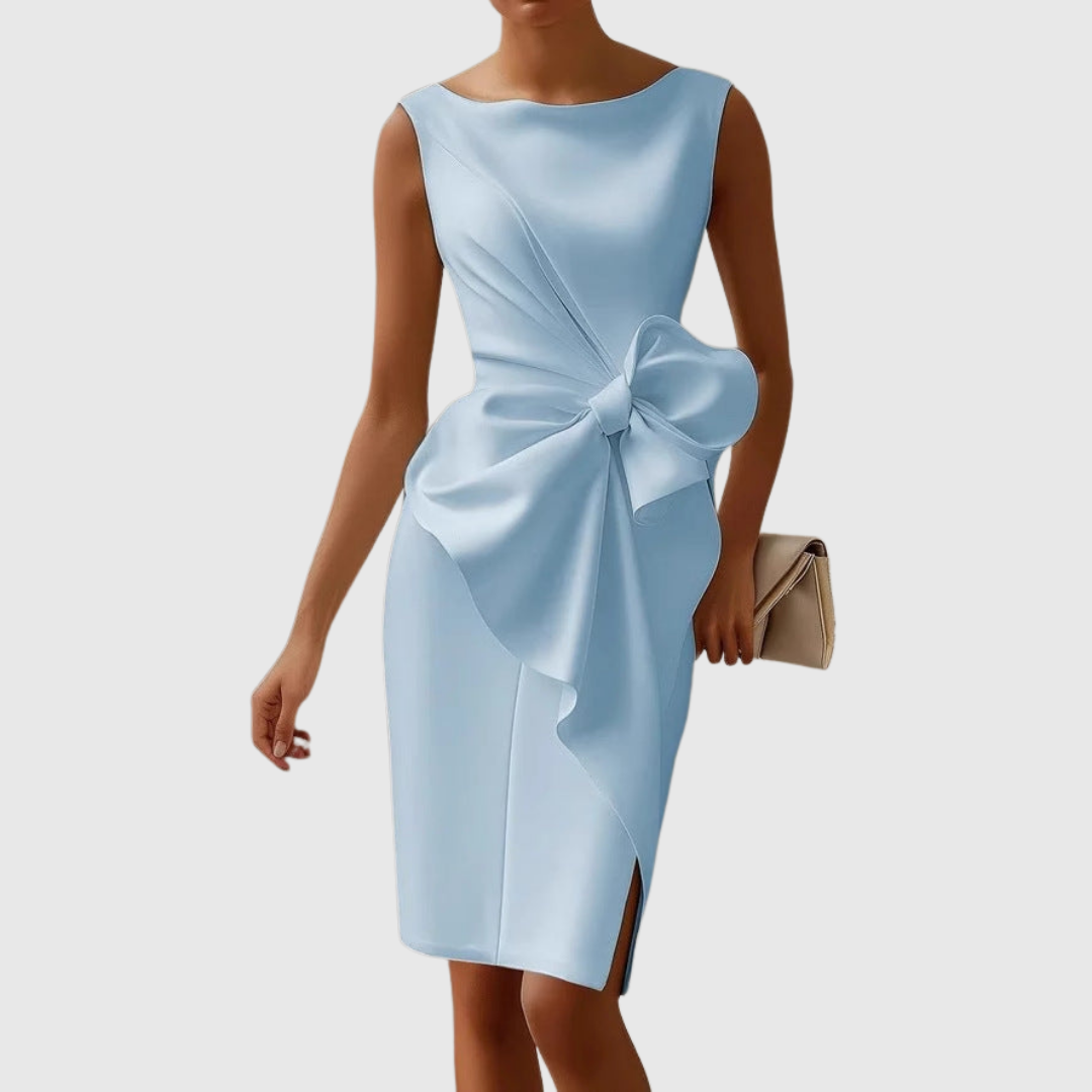 Women's Sleeveless Midi Dress with Side Bow