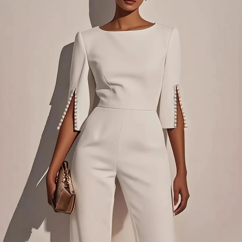 Combinaison pantalon jambes larges avec détails perles pour femmes