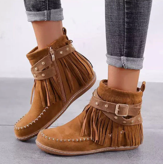 Allison - Fringe Ankle Boots