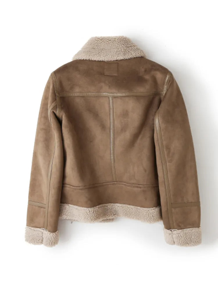 Women’s Faux Shearling Lined Biker Jacket