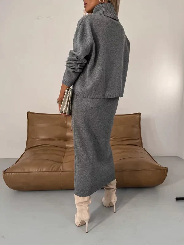 Women’s Turtleneck Knit Top & Midi Dress Co-Ord Set