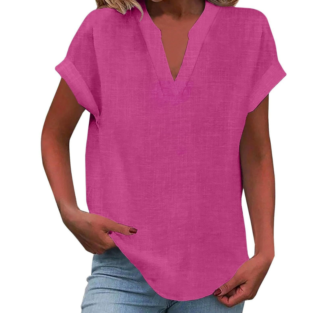 Blouse d'été décontractée pour femme, col en V, coupe ample