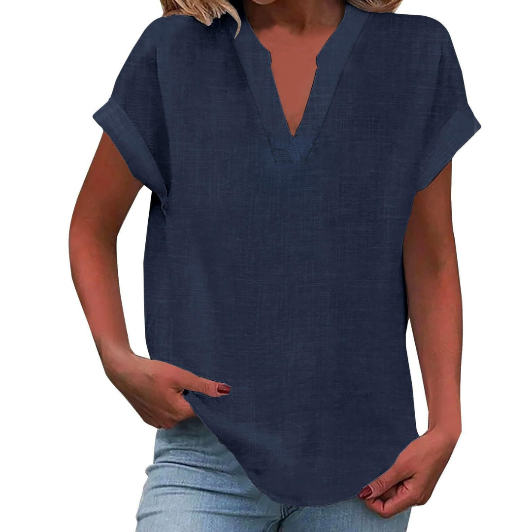 Blouse d'été décontractée pour femme, col en V, coupe ample