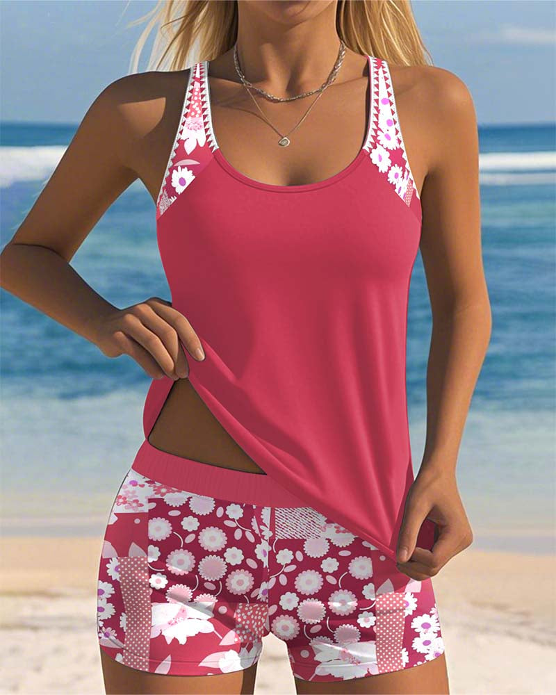 Ensemble de maillot de bain tankini imprimé floral pour femme