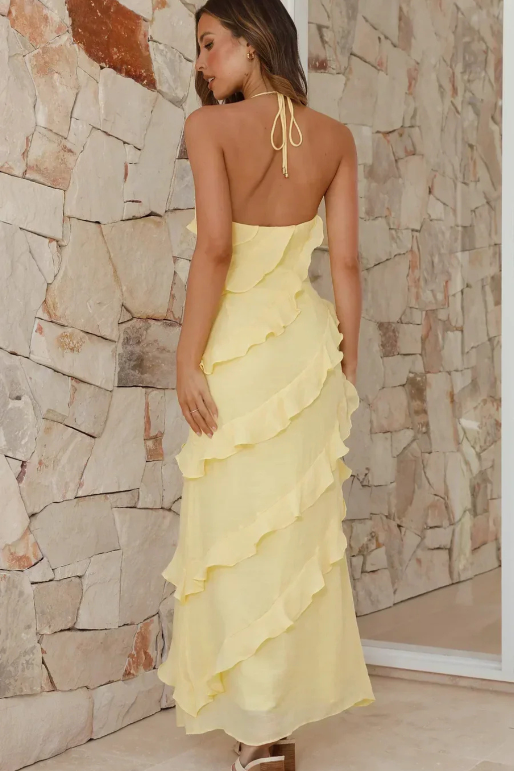 Women’s Flowy Layered Ruffle Maxi Dress for Elegant Style
