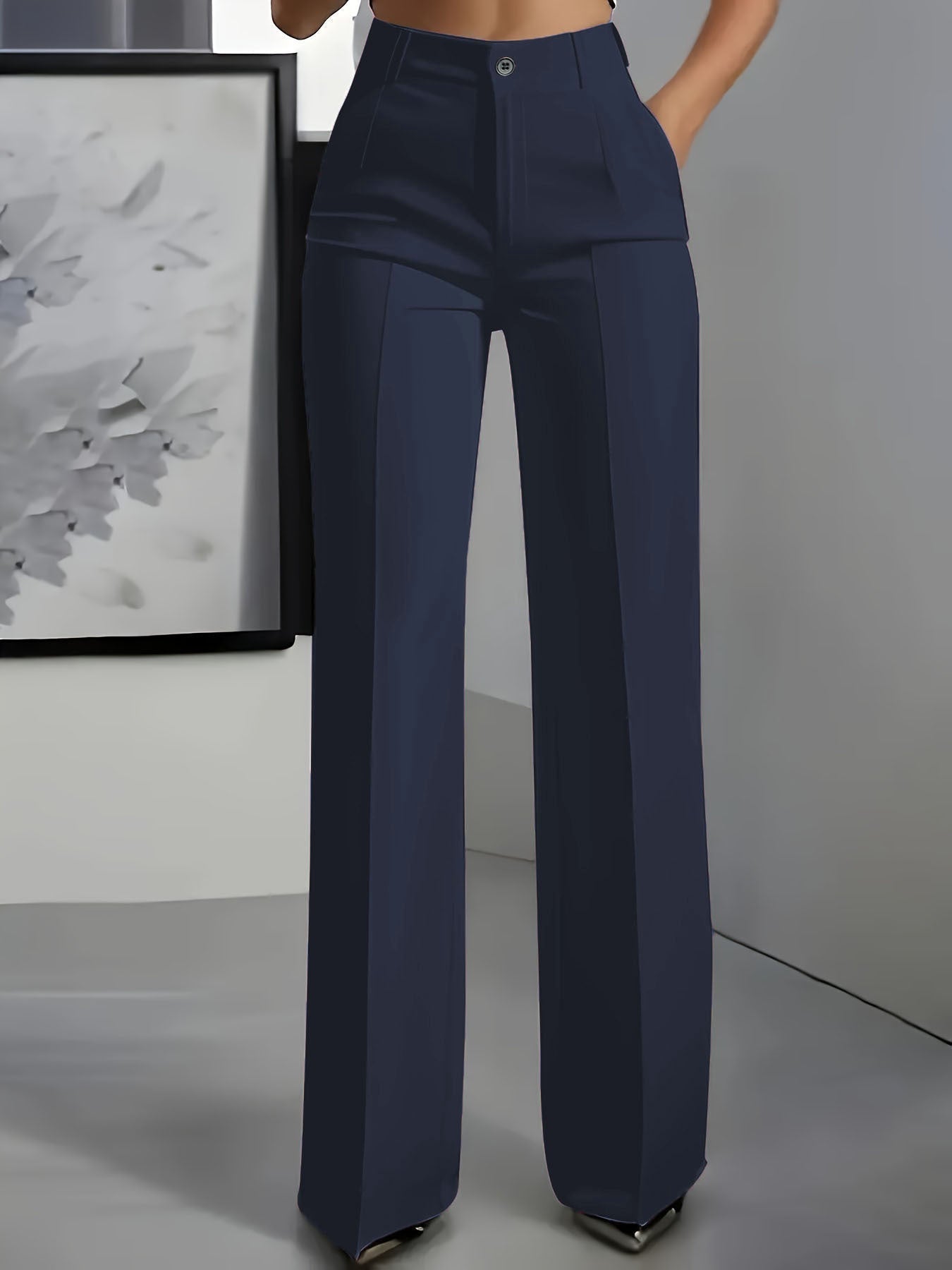 Women's High-Waisted Pants with Elastic Waistband