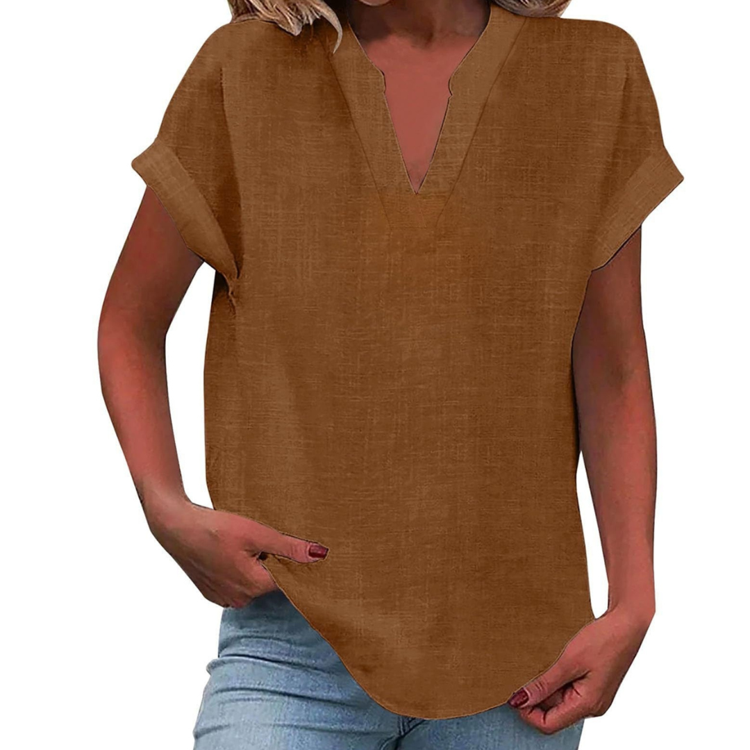Blouse d'été décontractée pour femme, col en V, coupe ample