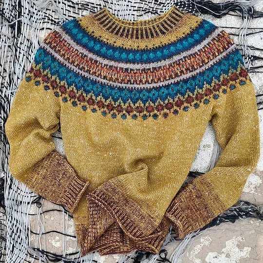 Women's Fair Isle Crew Neck Knit Sweater
