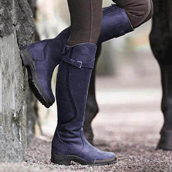 Bottes d’équitation montantes jusqu’aux genoux pour femme, avec détail de bride à boucle