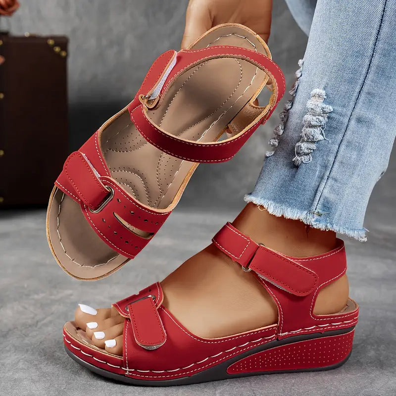Sandales compensées confort décontracté avec brides Velcro