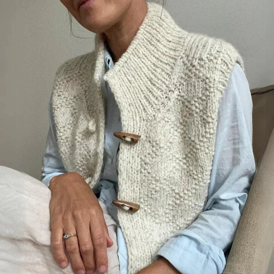 Women's Knit Button Front Sleeveless Cardigan