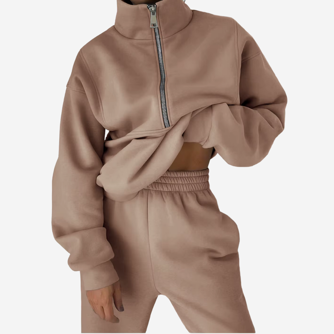 Women's Half-Zip Sweatshirt & Jogger Set