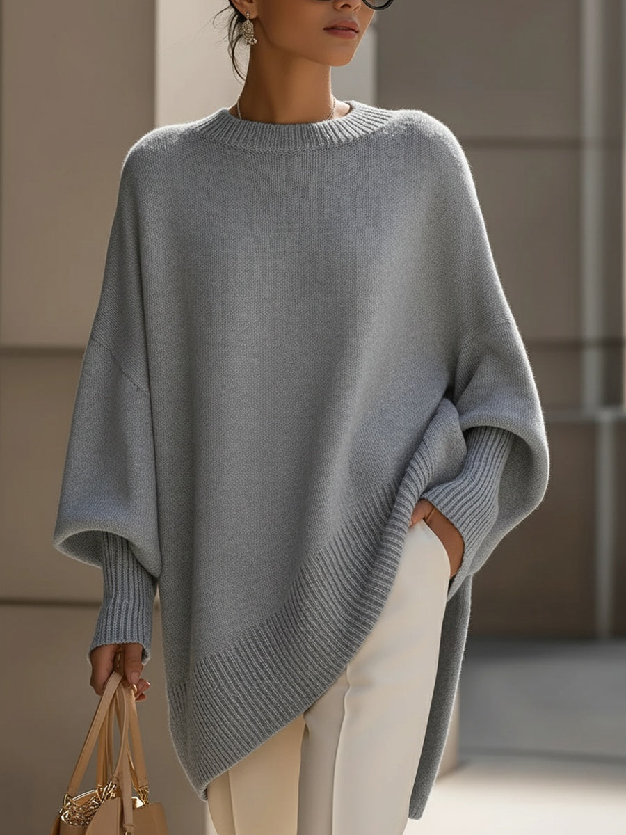 Women's Asymmetrical Batwing Knit Pullover Sweater