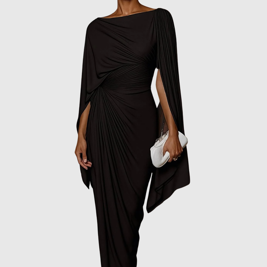 Women's Pleated One-Shoulder Maxi Dress