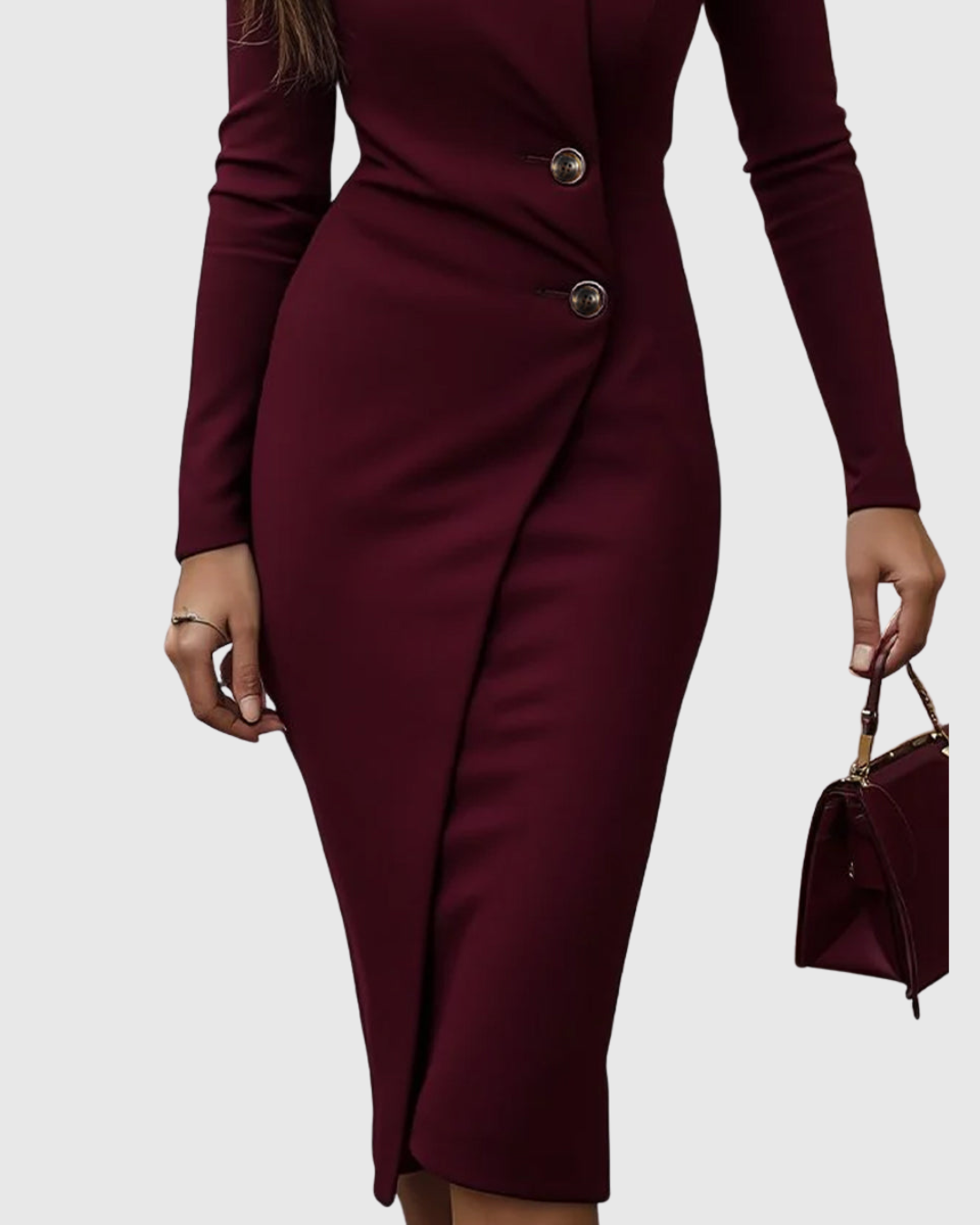 Women's Elegant Wrap Bodycon Midi Dress