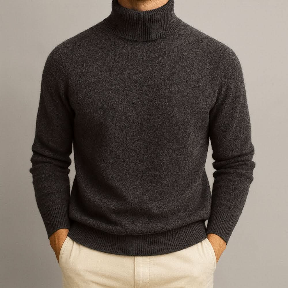 Pull à col roulé côtelé ajusté pour homme