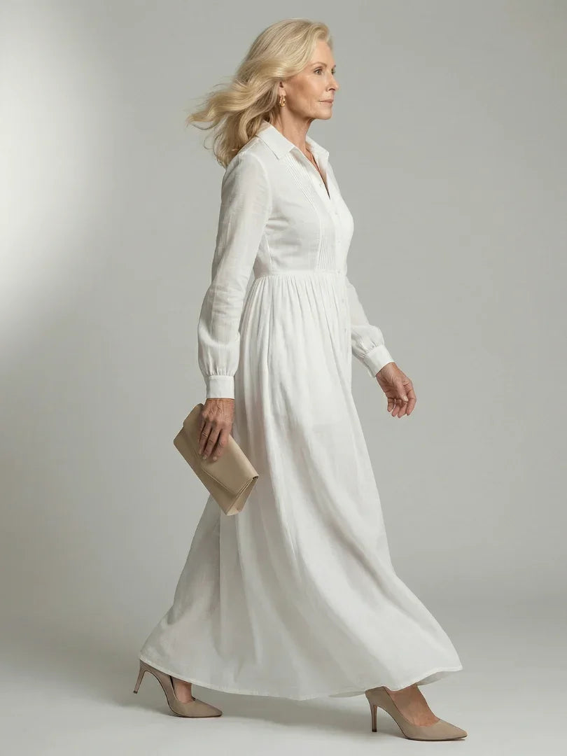 Women's Soft Flow Maxi Dress with Long Sleeves