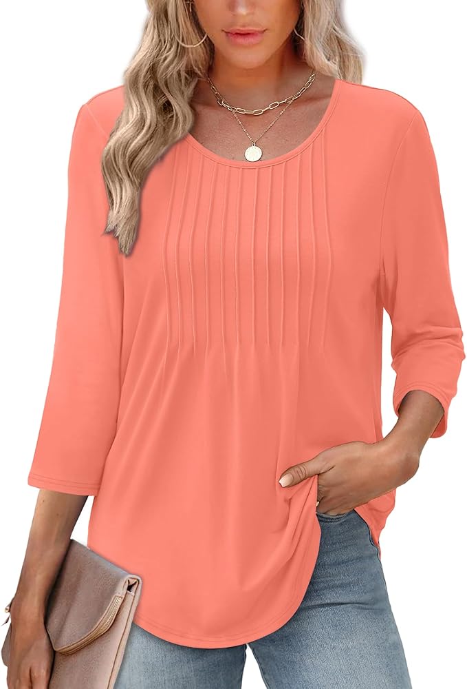 Blouse structurée à manches 3/4 pour femmes | Haut polyvalent pour le bureau