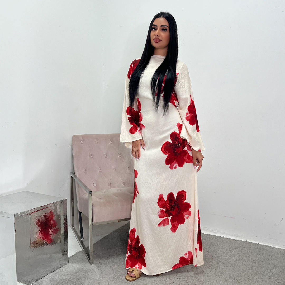 Women's Modest Floral Loose Fit Maxi Dress