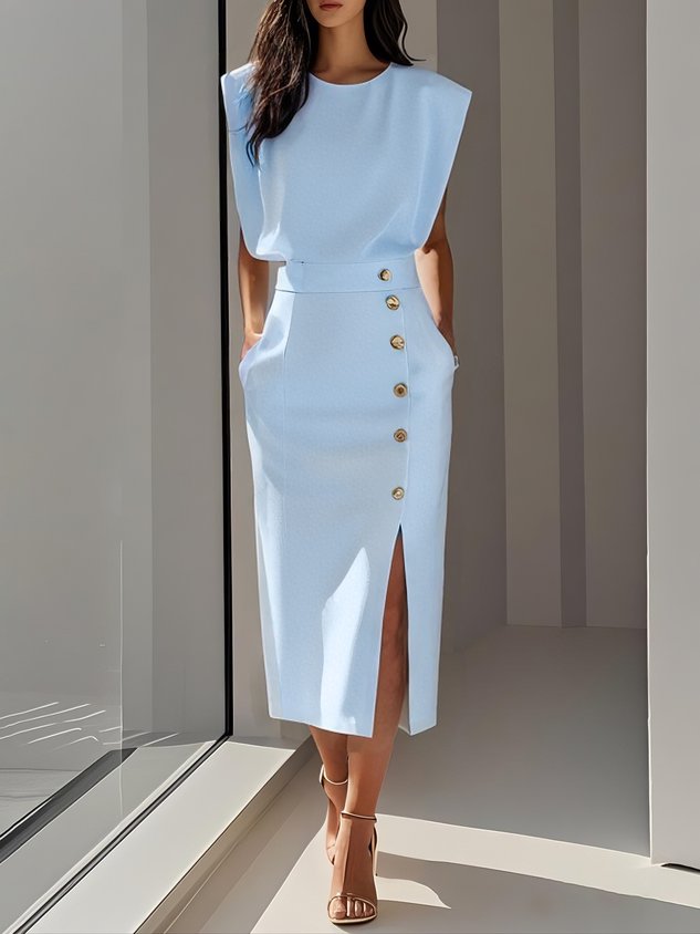 Robe midi ajustée moderne Élégante style minimaliste