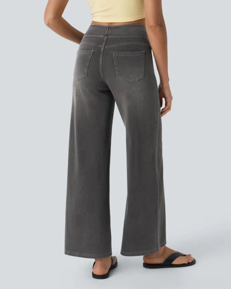 Jean en denim pour femme taille haute à jambes larges