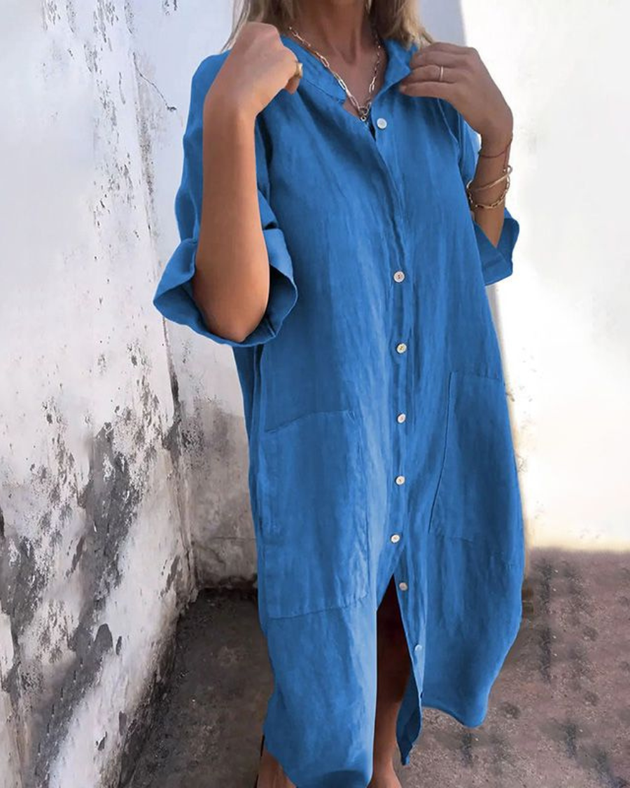 Women’s Oversized Loose Button Down Shirt Dress
